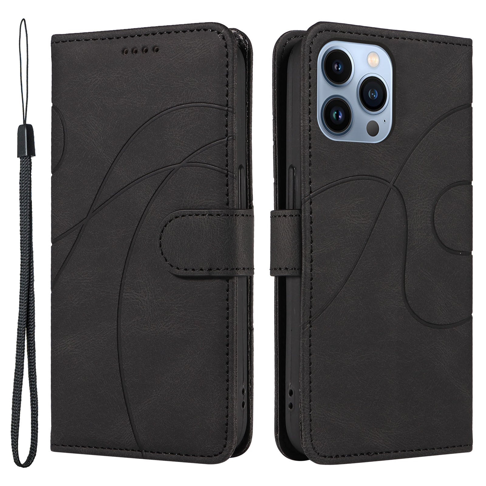 For iPhone 13 Pro Imprinted Line Wallet Case PU Leather Stand Phone Cover For iPhone 13 Pro Imprinted Line Wallet Case PU Leather Stand Phone Cover